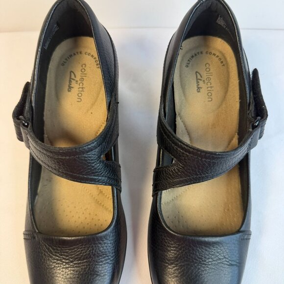 Clarks Emslie Lulin Women’s Size 6.5 Black Leather Mary Jane Comfort Pump Work - Picture 3 of 13